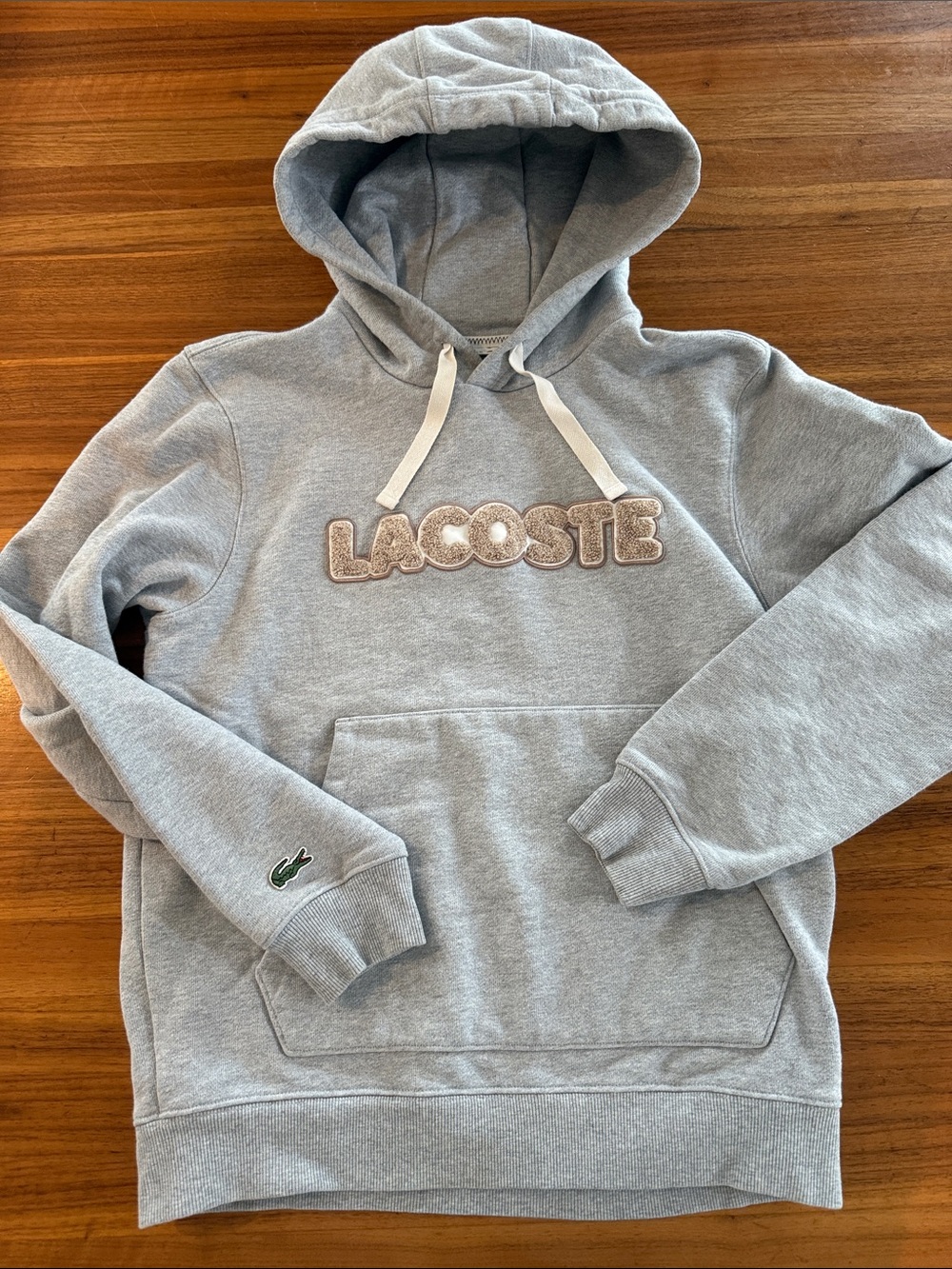 Lacoste Loose Fit Fuzzy Logo Cotton French Terry Hoodie sz 3 (mens small)
